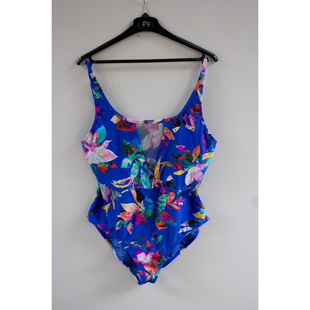 La Blanca Floral One Piece Swimsuit Plus Havana Tropics Tummy Control Size 14